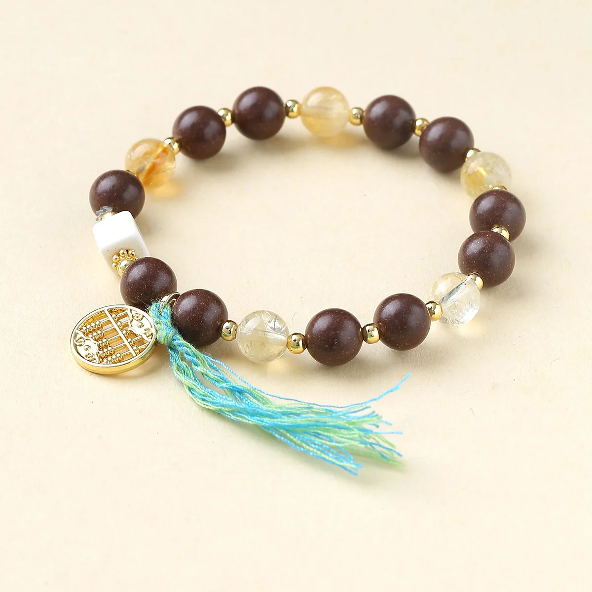 Chinese Style Temple Same Style Medicine Fragrant Beaded Bracelets Chinese Medicine Beads Abacus Beads Tassel Luxury Hand String