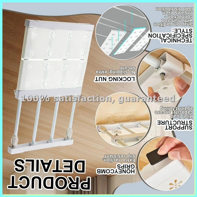 

Набор из 4 регулируемых металлических полок-органайзеров для шкафа, расширяемые, для хранения вещей - AD23