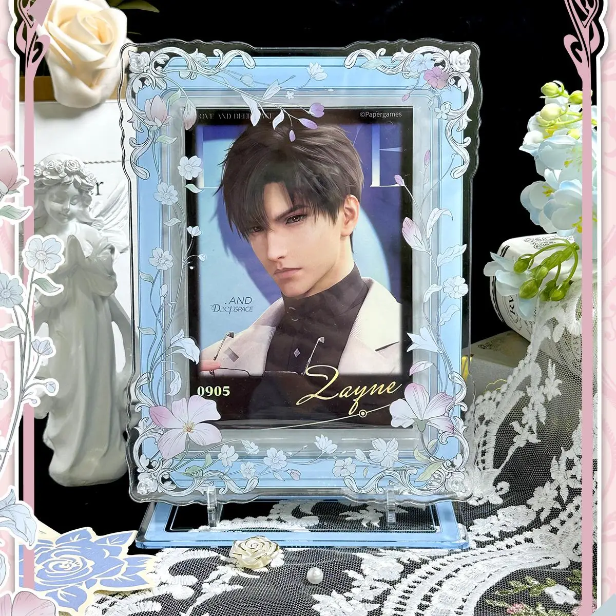Romantic 6-Inch Flower Branch Vine Acrylic Card Frame, Picture Storage Frame for Anime Instant Polaroid Photos & Memorabilia