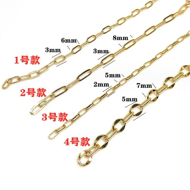 14K Gold Color Plated Brass O Letter Chains for Diy Jewelry Making Accessories Nickle Free Necklace Oval Extend Tail Chain