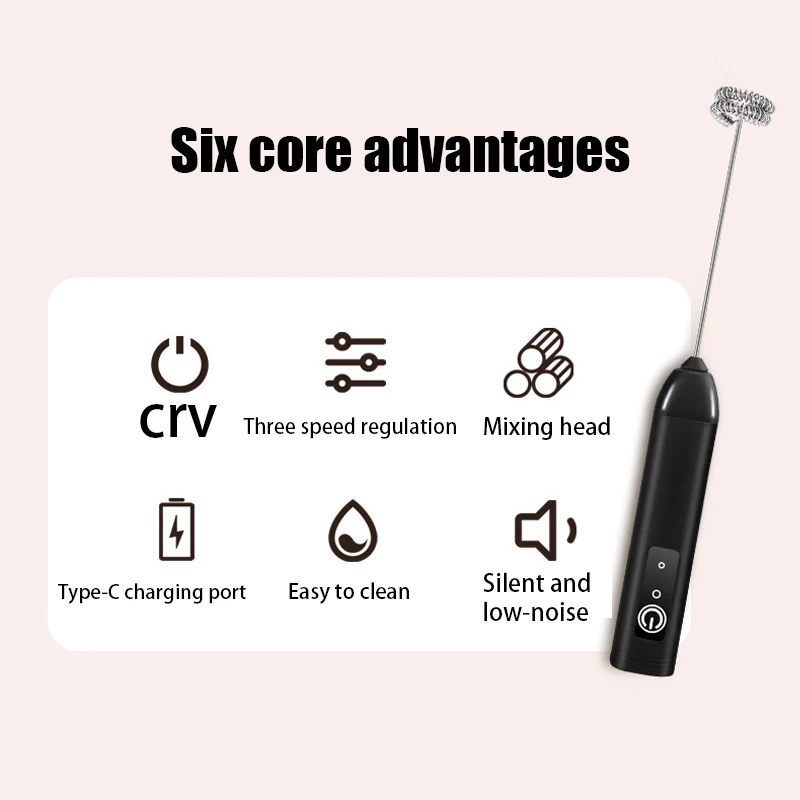 Gbbma Electric Milk Frother Handheld Egg Beater Foamer Coffee Maker Electric Blender Mixer Mini Portable Blender Kitchen Tool