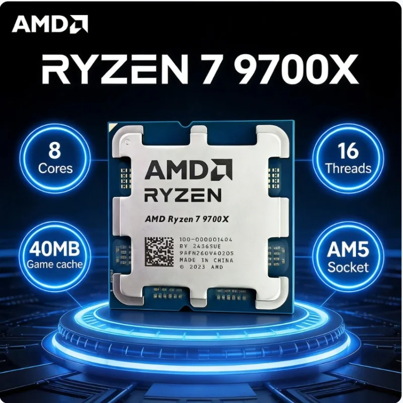

AMD Ryzen 7 9700X Processor 8 Core 16 Thread Up To 55GHz DDR5 AM5 CPU 32MB Cache Gaming Desktop Processor No Cooler