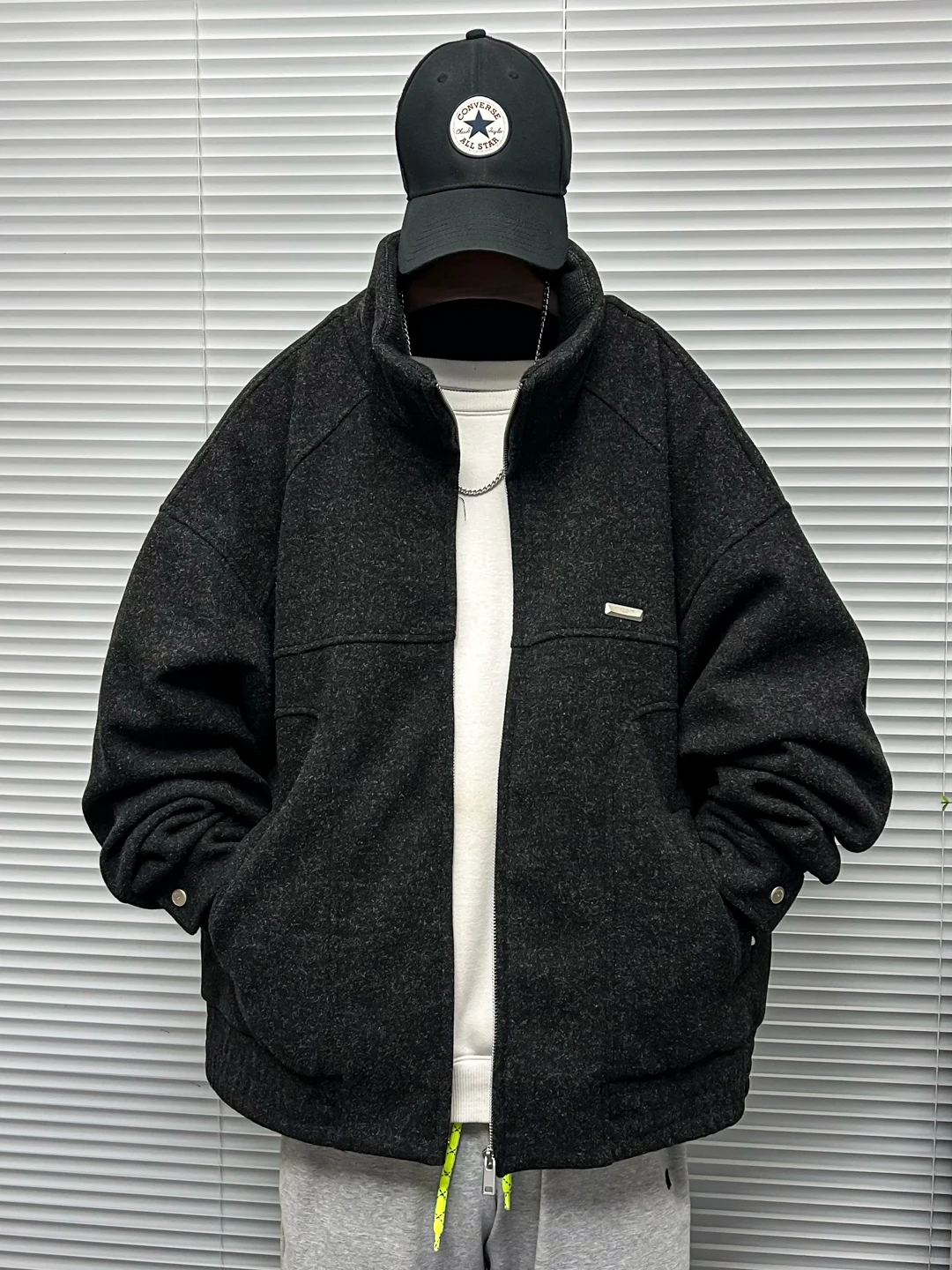 

Men's Casual Loose Du down Jaet Warmth Polyester Fiber Long Sve Zipper Closure ort Sle Faionable New Arrival