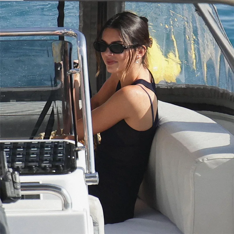 DSMTRC Blu scuro Basic senza maniche trasparente O-collo Abiti da canotta in rete sexy Vacanza al mare Abito casual slim streetwear per donna