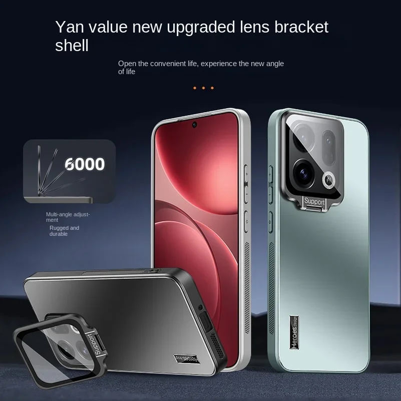 Etui z metalowym uchwytem na aparat do OPPO Find X9 Pro, matowe, odporne na wstrząsy, z ramką ochronną, pokrowiec na Find X9Pro Funda — zdjęcie produktu 2