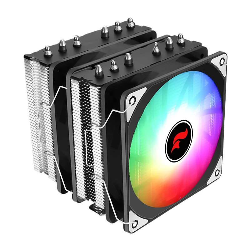 HNHU Nickel Plated 6 Copper Tube Twin tower 120mm Argb Fan Server CPU Cooler Compatible 18xx 1700 1200 115x 2011 x79 x99 AM4 AM5 - Image 3
