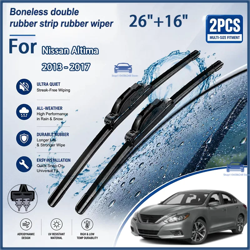 

Front Wiper Blades for Nissan Altima 2013 - 2017 Windshield Windscreen Clean Window Car Rain Brushes 26"+16" Modification Parts