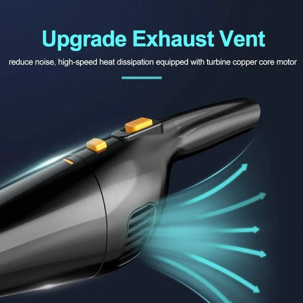 مكنسة كهربائية لاسلكية قوية بقدرة 120 وات - شفط 5500 باسكال للسيارة والمنزل والمكتب - حل تنظيف محمول باليد