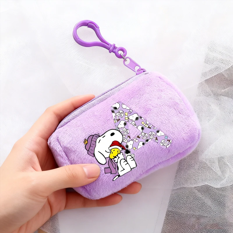 Snoopys Zero Wallet Cute cartoon anime letter A-Z pattern wallet Lightweight portable keychain card coin wallet birthday gift