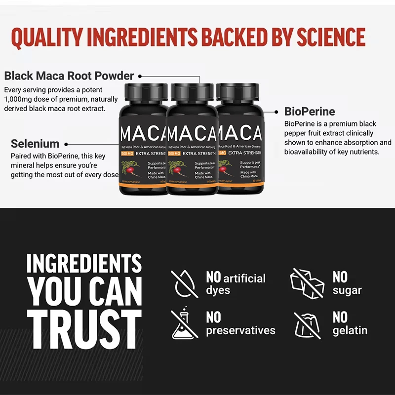 Organic Maca Ashwagandha Pills Supports Reproductive Health Natural Energizer