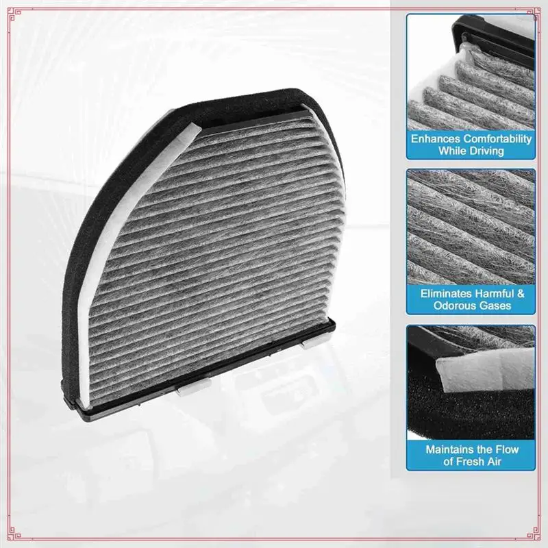 

2Pcs Car Cabin Air Filter Cooling System 2128300318 2048300018 For W204 W212 Activated Air Filter