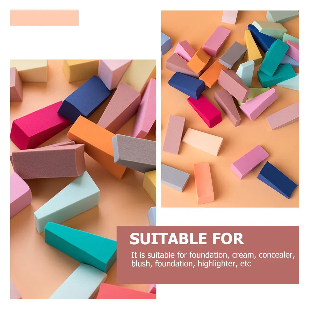 

50pcs Makeup Sponges Beauty Triangular Sponge Applicators Foundation Wedges Skin-Friendly Wet Dry Dual-Use