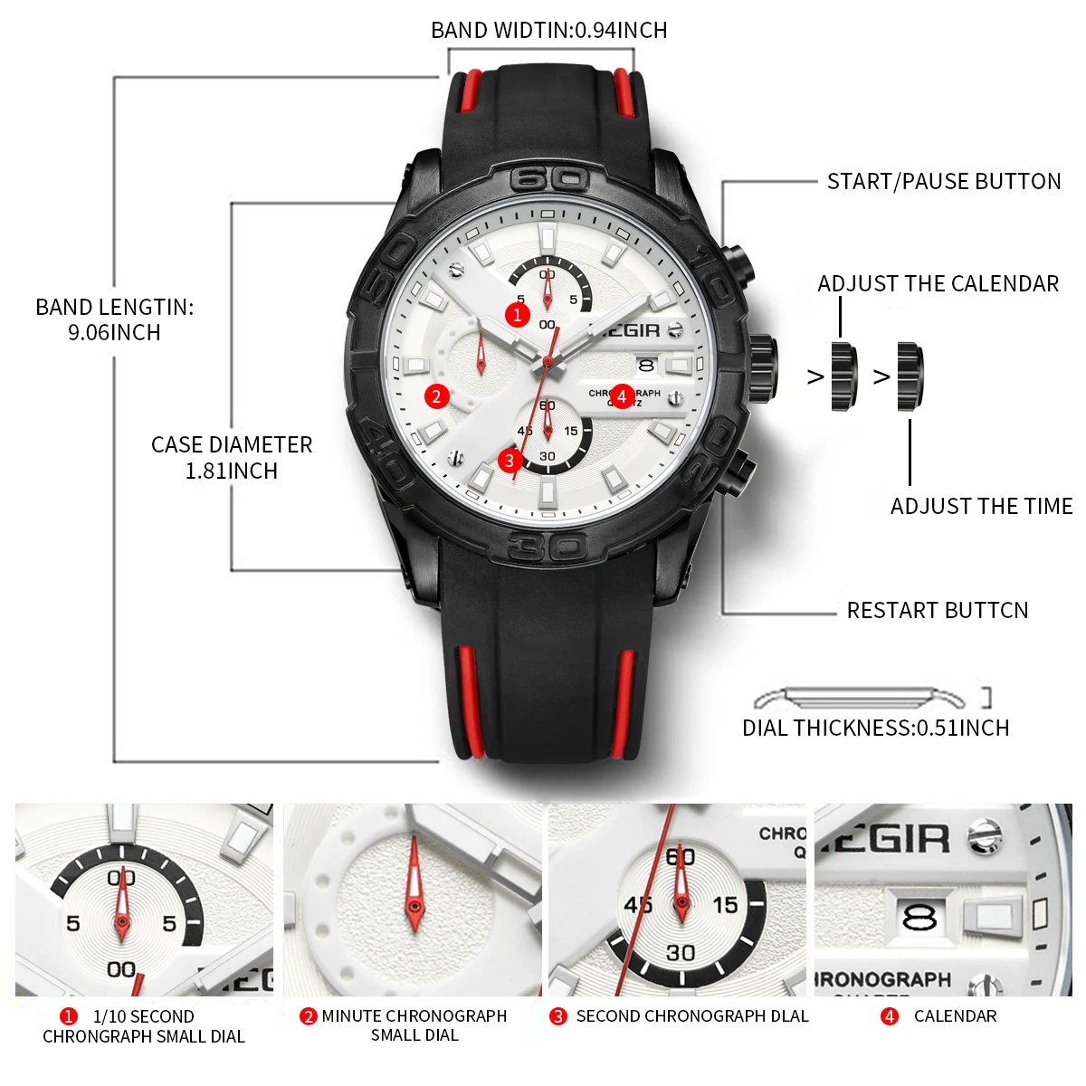 MEGIR Luxury Sport Watches for Men Top Brand Military Quartz Wristwatch Calendar Male Clock Chronograph Montre Homme 2055