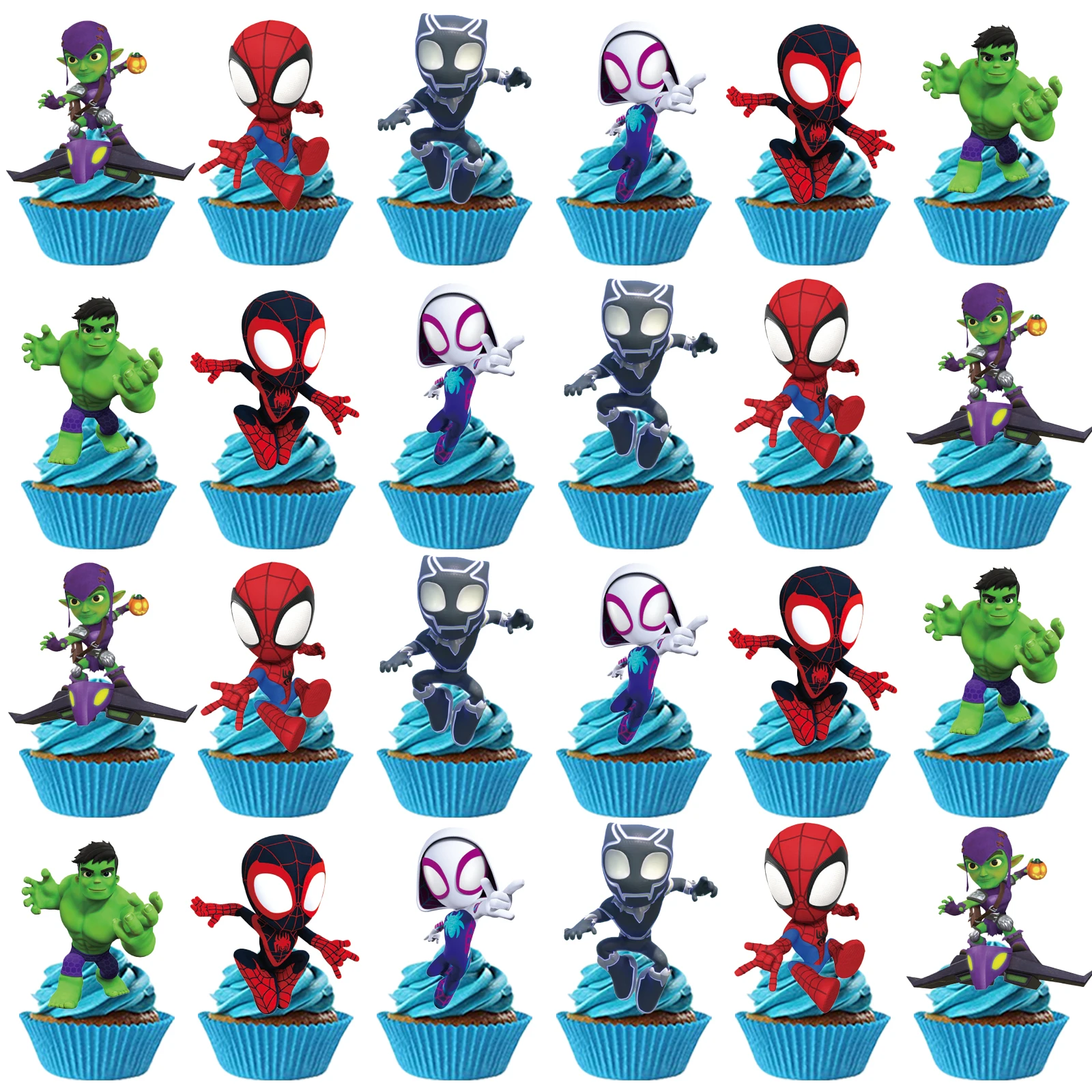 25 قطعة من أغطية الكيك Spidey and His Amazing Friends، أغطية الكب كيك، Spidey وديكورات عيد ميلاد أصدقائه المذهلة، الرجل العنكبوت #5