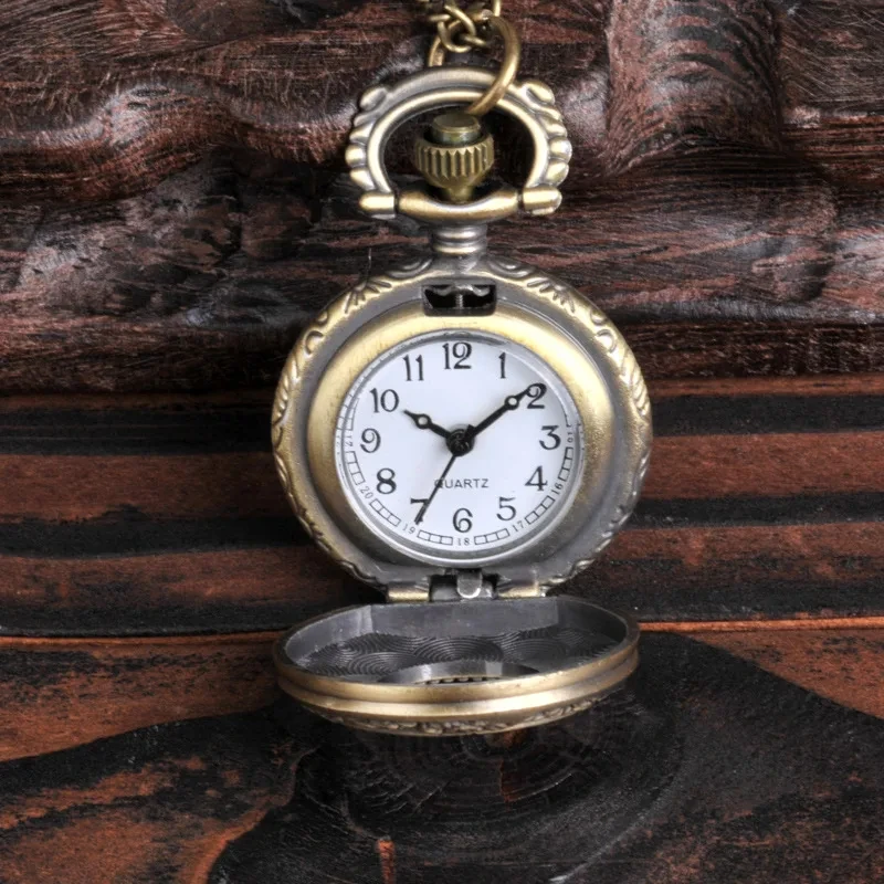 Часы-скелетоны с римскими цифрами, Модные Винтажные карманные, с двойным циферблатом, с цепочкой и ожерельем, подарок на день рождения