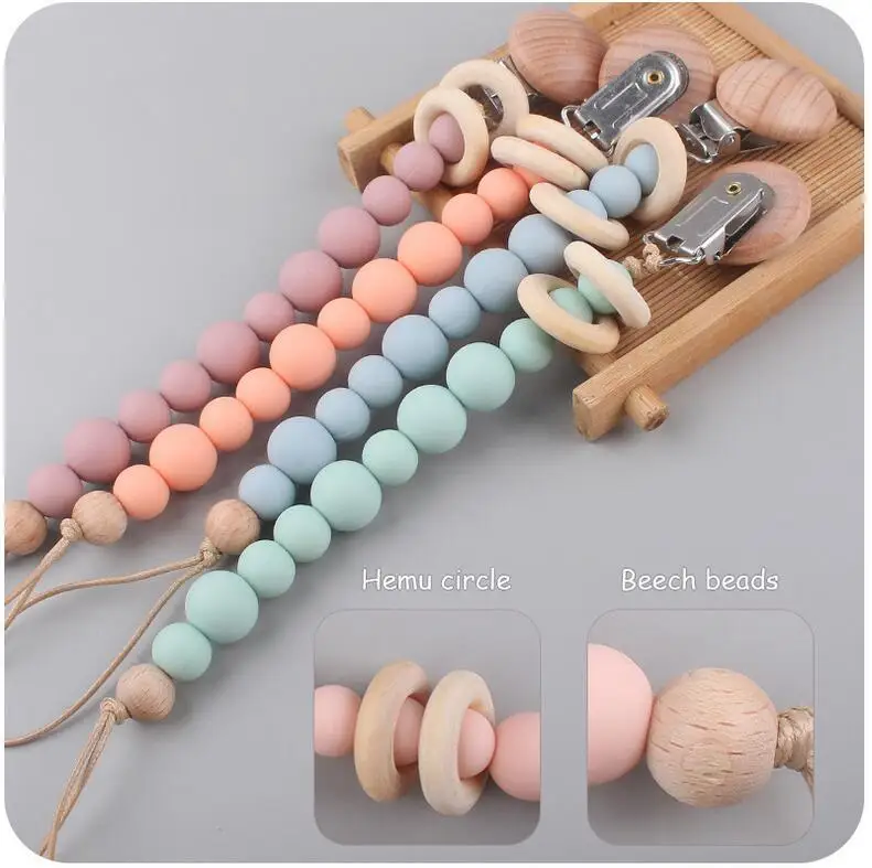 Baby Pacifier Clip Chain Personalized Name Dummy Holder For Nipples Clips Silicone Teething Beads Baby Birthday Shower Gift