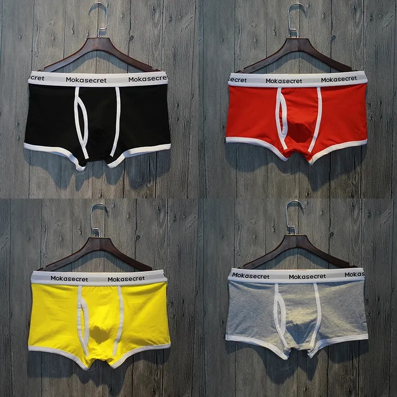 Men\'s Cotton Boxer Underwear Men\'s Fashion Letter Belt Underpants Breathable Soft Comfortable Male Panties Shorts