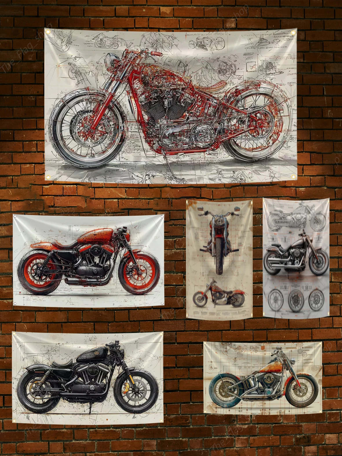 90x150cm Classic Retro Cruiser Motorcycle Flag Polyester Digital Printing Banner for Garage Home Or Outdoor Decoration Tapestry