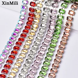 10*14mm Rectangle Rhinestone Metal Chain Fashion Diamond Crystal Applique Trim Diy Necklace Jewelry Clothes Shoes Accessories