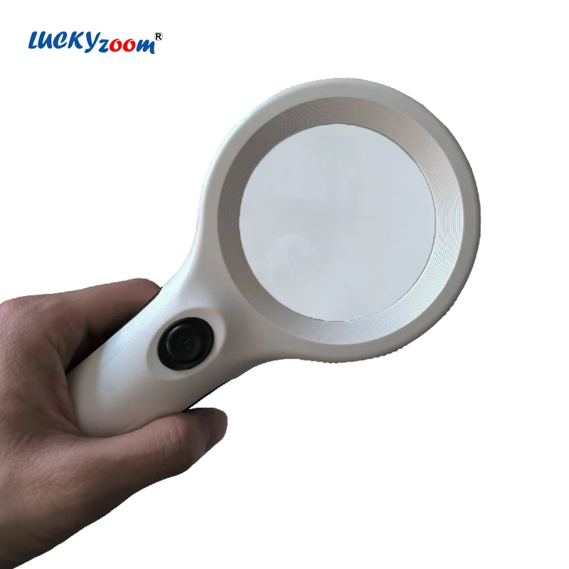 

3X 8X Handheld Illuminated Magnifier For Reading 70mm 8 LED White Magnifying Glass UV Light Non-Slip Elderly Loupe ABS Lupe