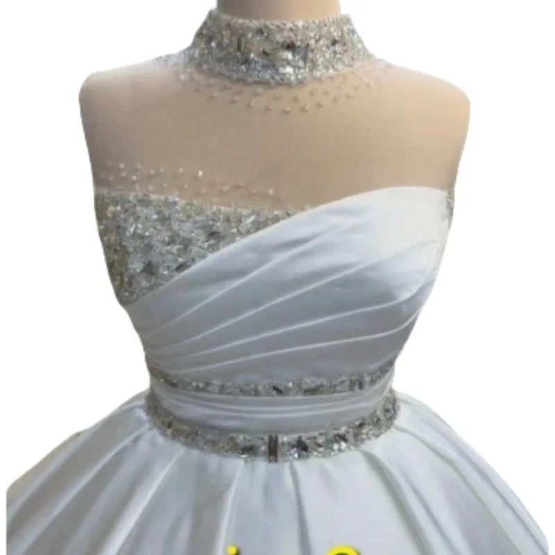

Customized Satin Graceful Tulle Wedding Dress 2025 Ball Gown V Neck Appliques Wedding Dress 25051700-8