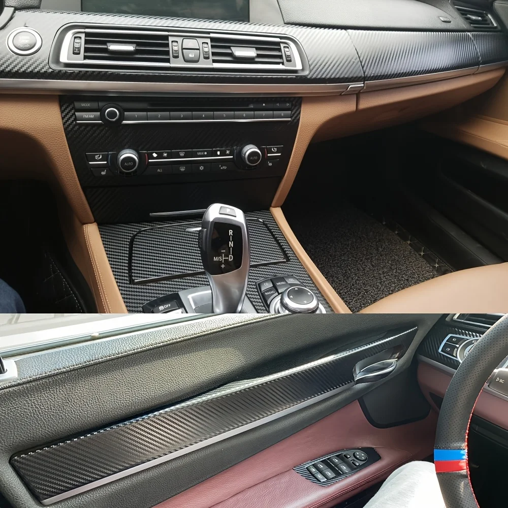 

for BMW 7 Series F01 2009-2014 Interior Central Control Panel Door Handle 5D Carbon Fiber Stickers Decals Car styling Accessorie
