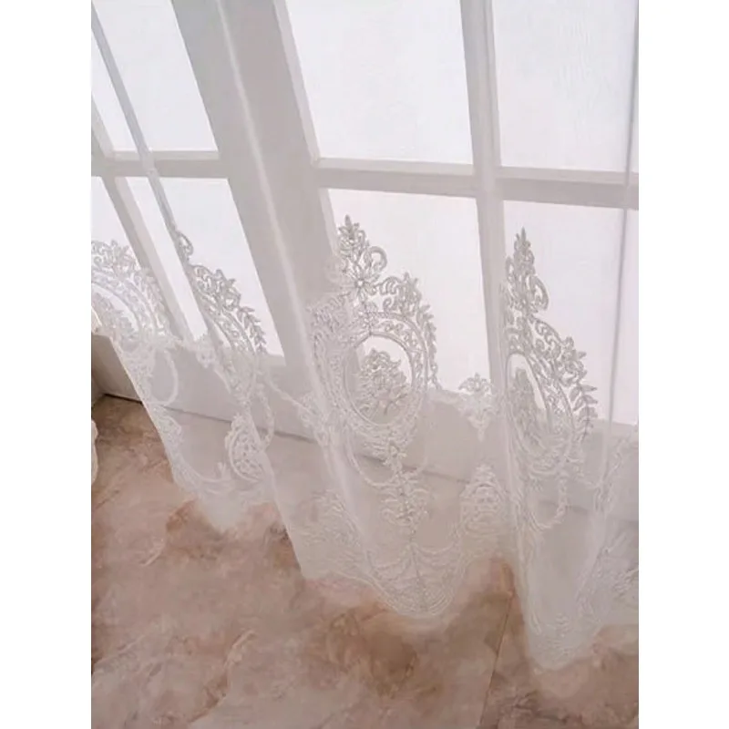 European Classical Versatile Yarn Simple Embroidery Embroidered Yarn Living Room Bedroom Balcony Curtains