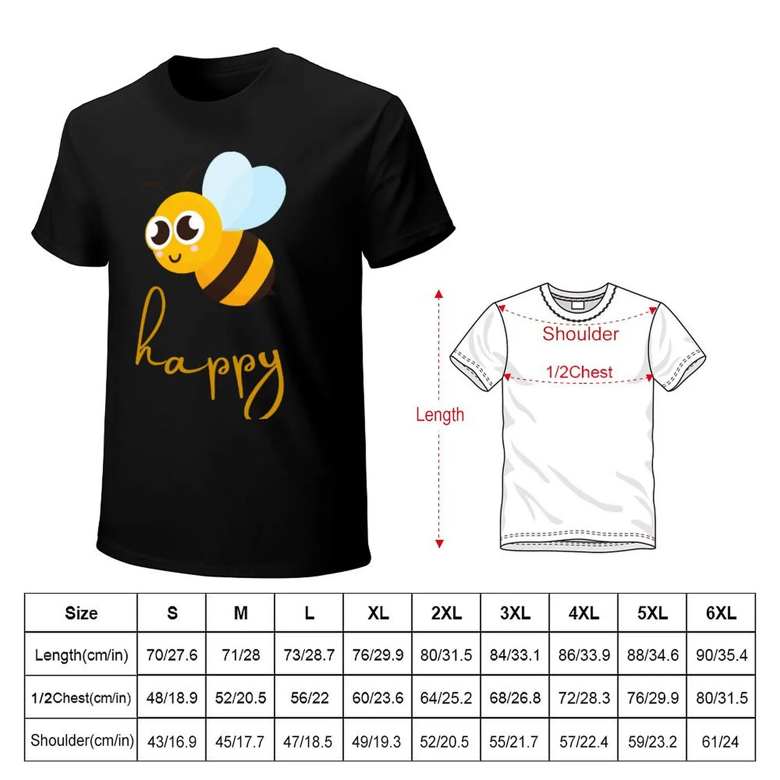 Cute Wholesome Bee, Bee Happy T-Shirt summer tops sublime vintage clothes cotton t shirt men