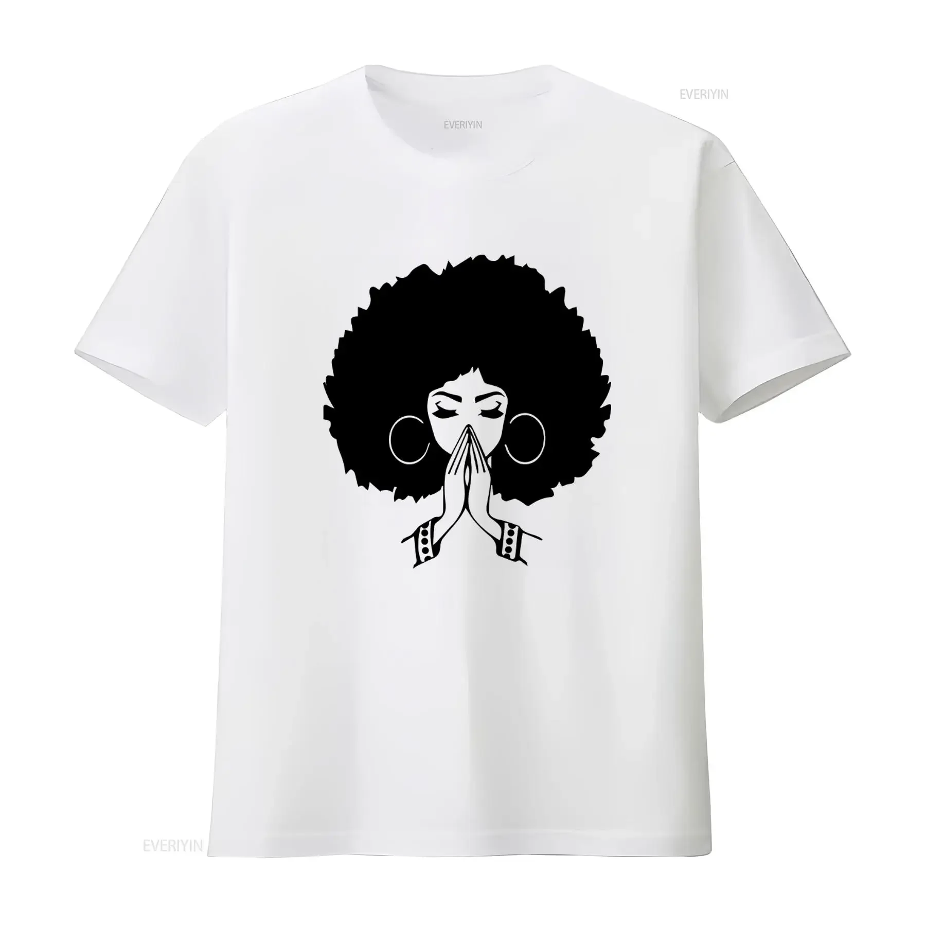 Afro Praying T Shirt Celebrate American Black Woman Girl Magic BLM Juneteenth History with Stylish Design vintage Washed