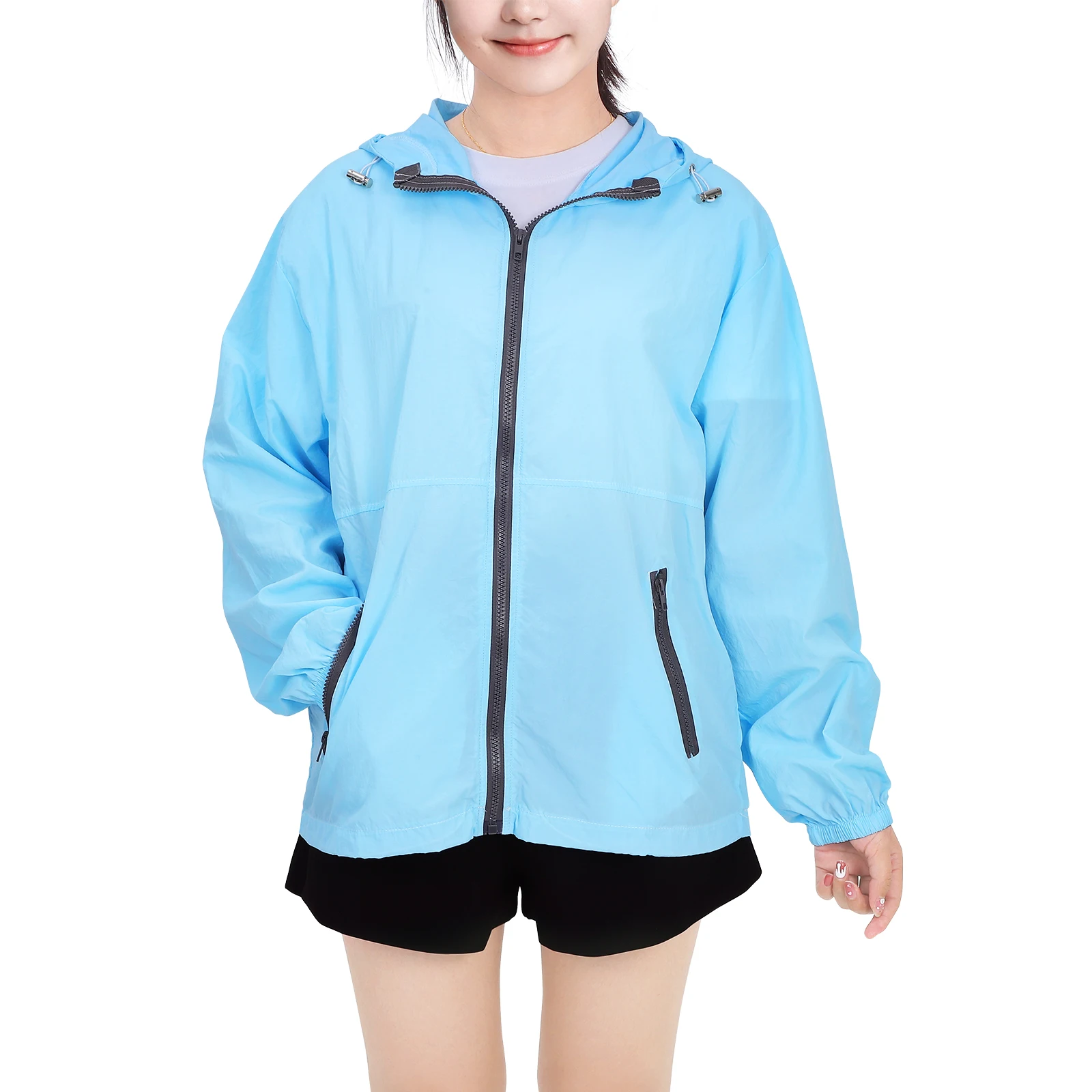 

Hooded Jacket Women Fall Spring Thin Outdoor Jacket Lightweight Windbreaker for Cycling Fishing Travel