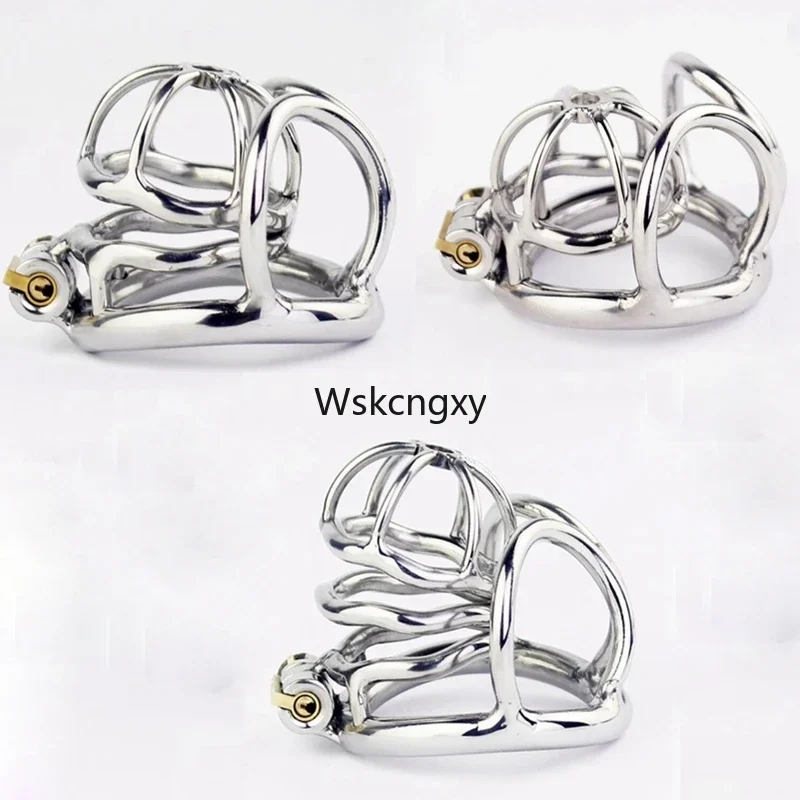 Super Small Male Chastity Device Stainless Steel Cock Cage With Scrotum Bondage Cock Ring Sleeve Lock Penis Cage Sex Toy For Men