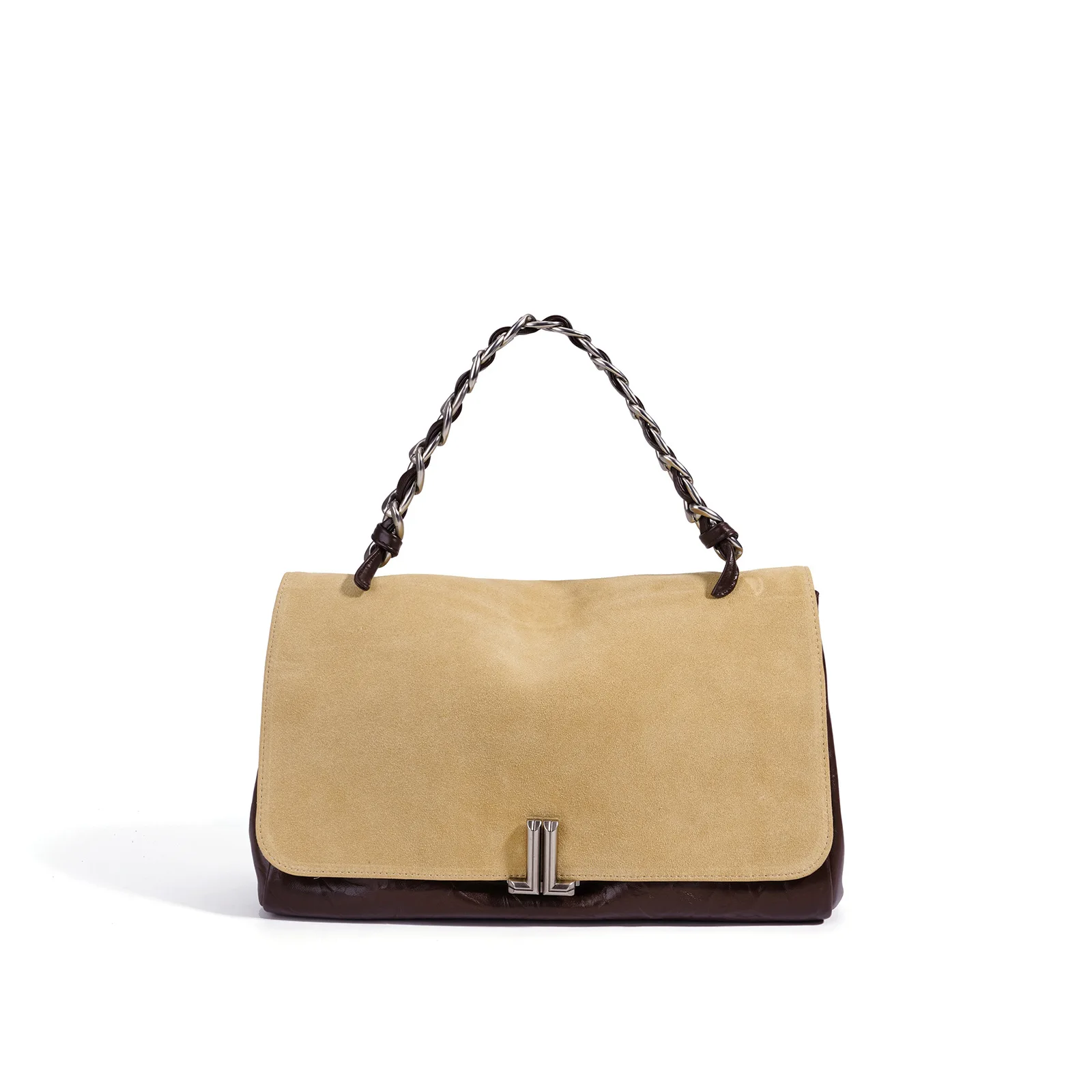 Women 2026 Autumn Winter New Arrival Vintage Color Block Genuine Leather Shoulder Bag Large Capacity Commuter Crossbody Handbag