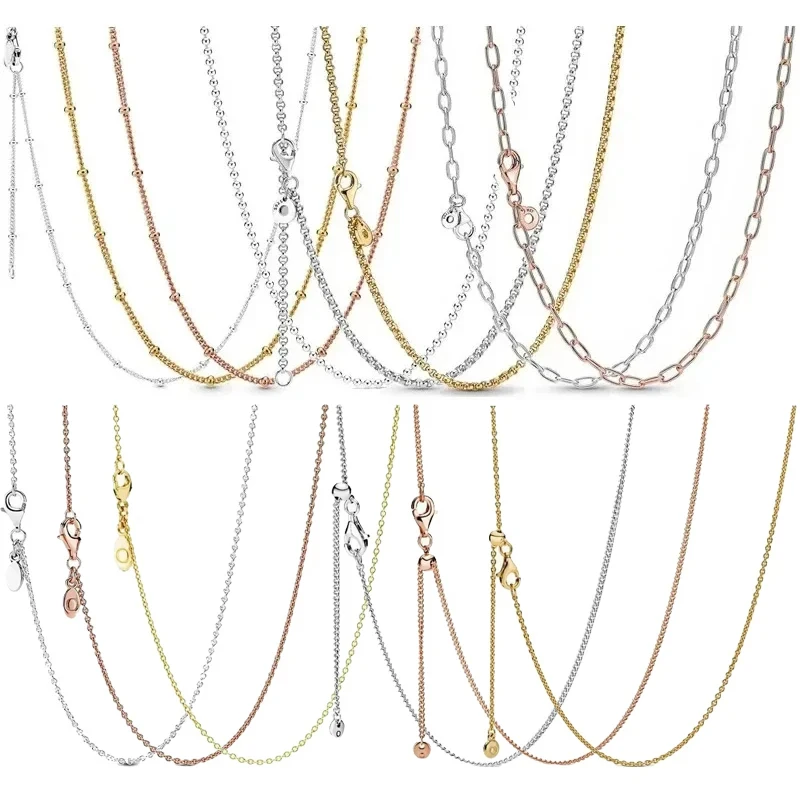 

New best-selling S925 sterling silver exquisite bead chain women's thick anchor logo basic necklace suitable for DIY charming