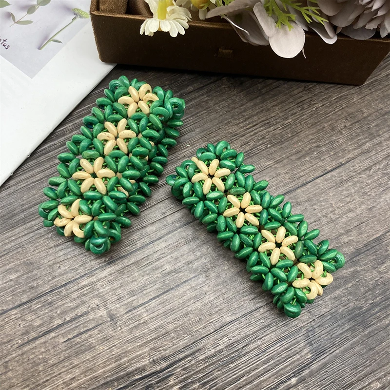 Bohemian Vintage Colorful Wooden Bead Elastic Bracelets for Women Ethnic Hand knitted Flower Bracelet Female Jewelry