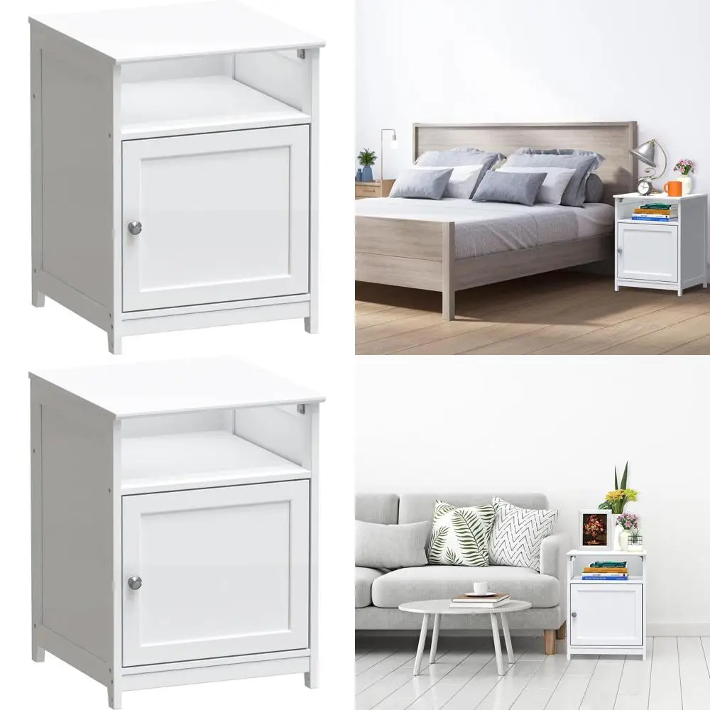

Space-Saving Storage Side Table – White Living Room, Bedroom, or Office Accent Furniture