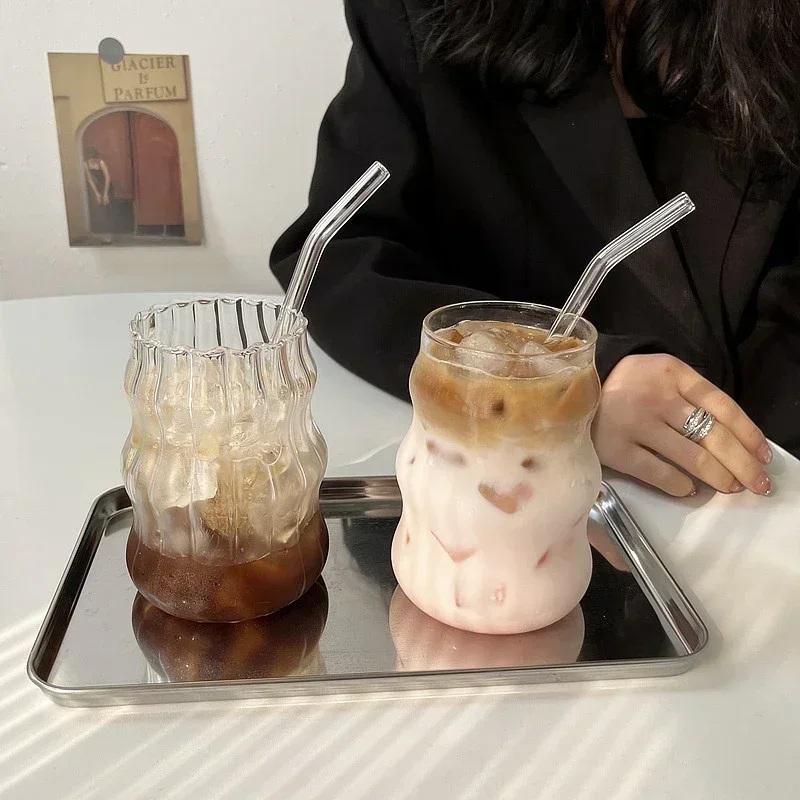 1PC Transparent Bubble Tea Glass Cups With Straws Beer Mugs Strawberry Milk Juice Pitcher Coffee Mug Drinkware Cup For Party - Image 5