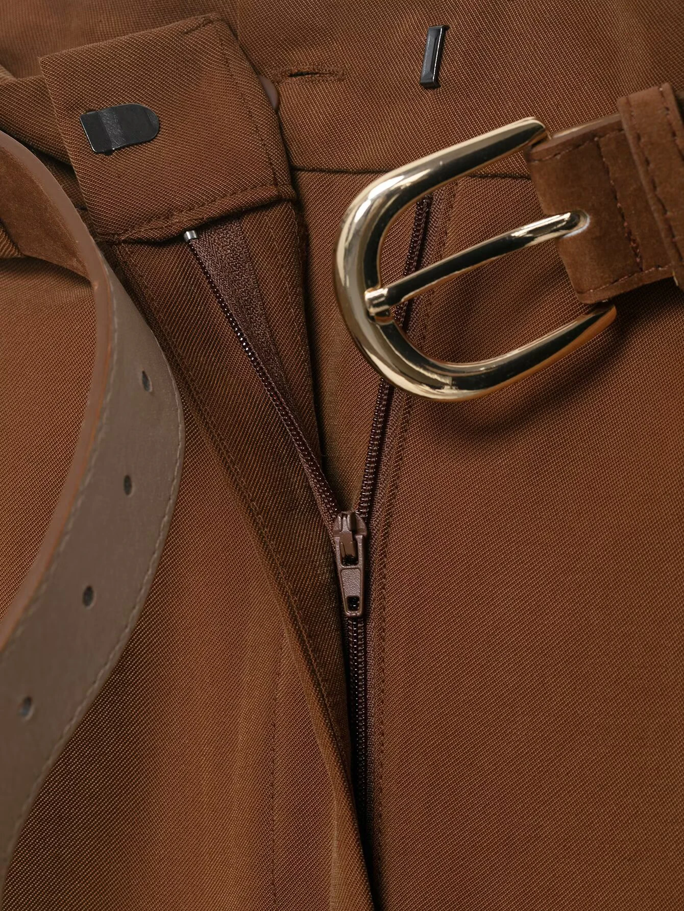 ZERAINS Herfst nieuwe mode eenvoudige casual effen kleur metalen gesp semi-elastische taille pak broek casual broek