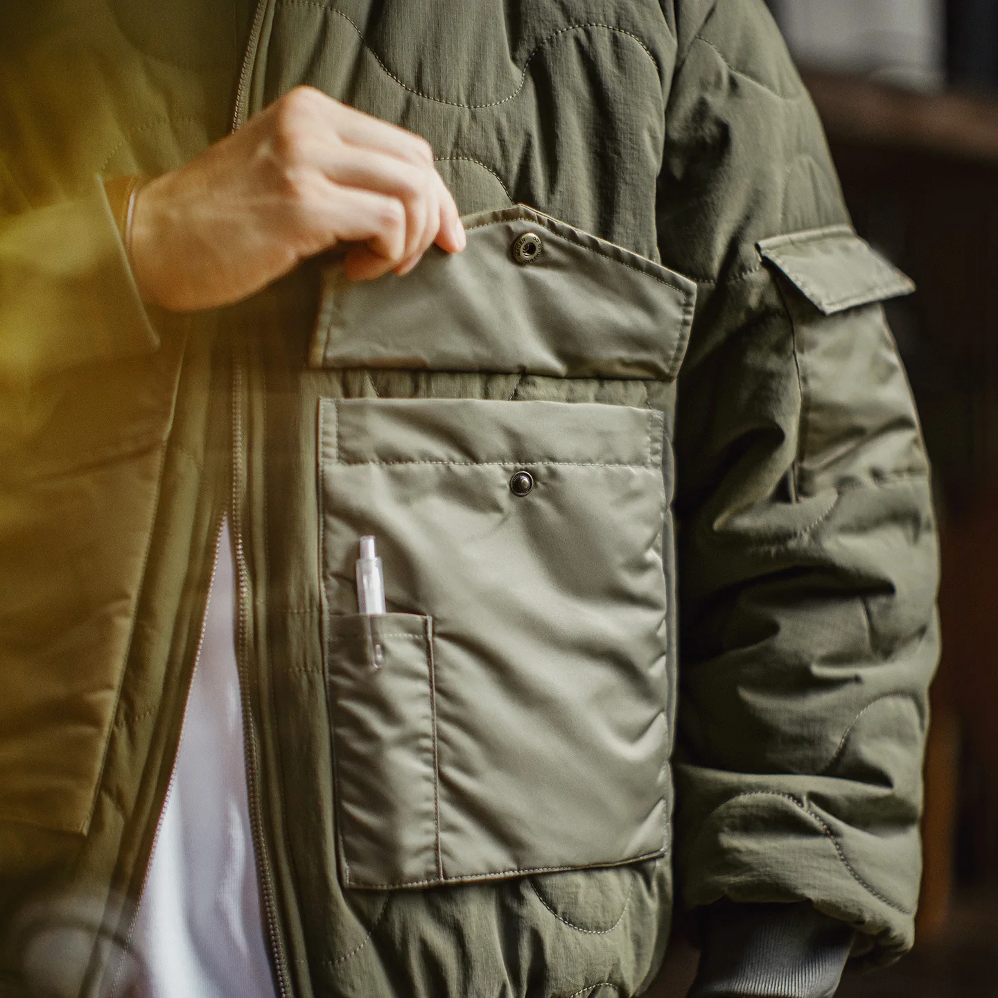 

Maden Men's ort Jaet American Retro Military een Large ket Stand Collar Warm Cotton Coat Winter Thiened Nylon Fabric