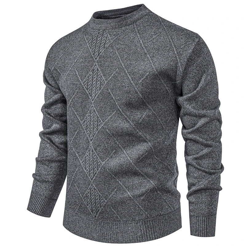 

Autumn Winter Thick Knit Pullovers Men Solid Color Geometric Fashion Slim Fit Knitted Sweaters Mens Warm Casual Knitting Sweater