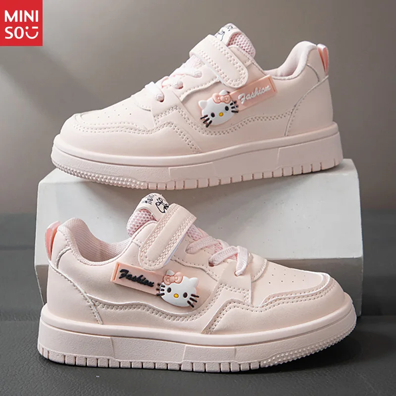 

Miniso 2025 Girls Canvas Shoes Soft Sole, Korean Style Lightweight White Sneakers for Autumn