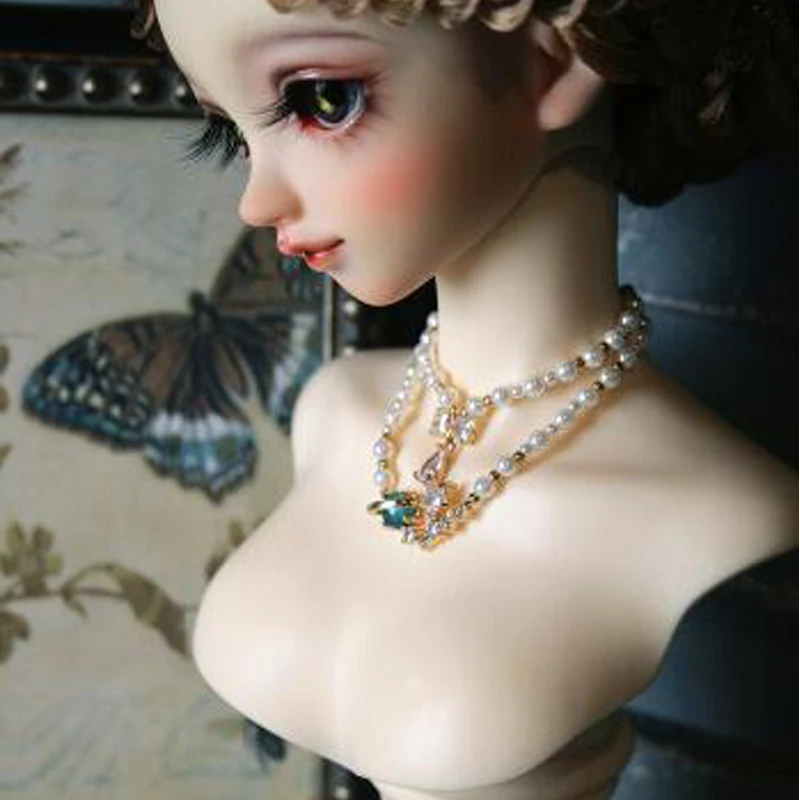 

D04-A907 children toy 1/4 1/3 BJD uncle SD doll's Photo props Accessoriess Colorful necklace retro style white Pearl color 1pcs