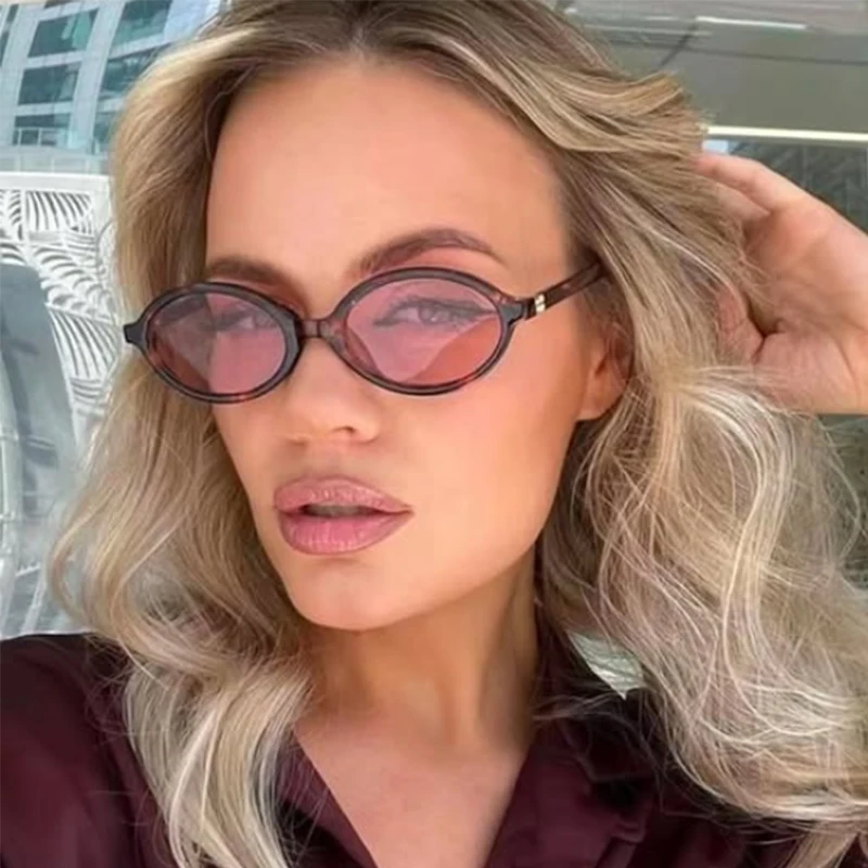 Lindas gafas de sol ovaladas con montura pequeña para mujer, gafas de sol de lujo Retro de leopardo sexis, gafas de sol de moda para mujer, gafas de tendencia únicas