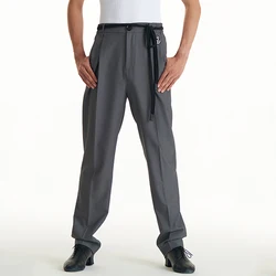 2025 New Latin Dance Pants For Men Drawstring Straight Pants Male Chacha Rumba Tango Dress Latin Dance Performance Wear DQS14163