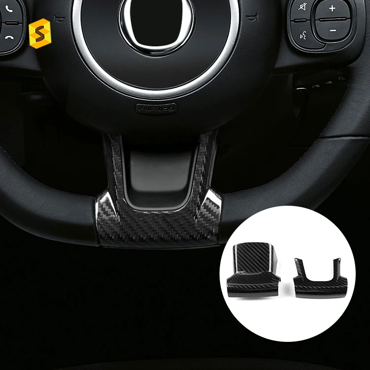 

Equipment Smart Library Shasha Carbon Fiber Interior Accessories Trim Cover For Fiat 500 Steering Wheel Chin Cover Trim