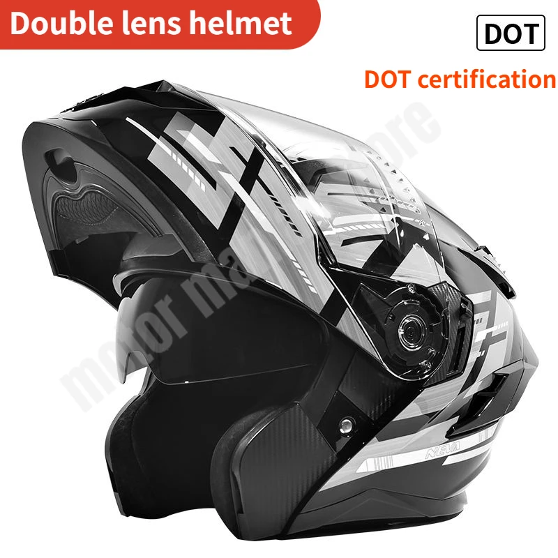 Motorcycle Dual Lens Helmet Facelifted Helmet Flipped Helmet All-season Universal Breathable Ventilated Sun Protection Lenses