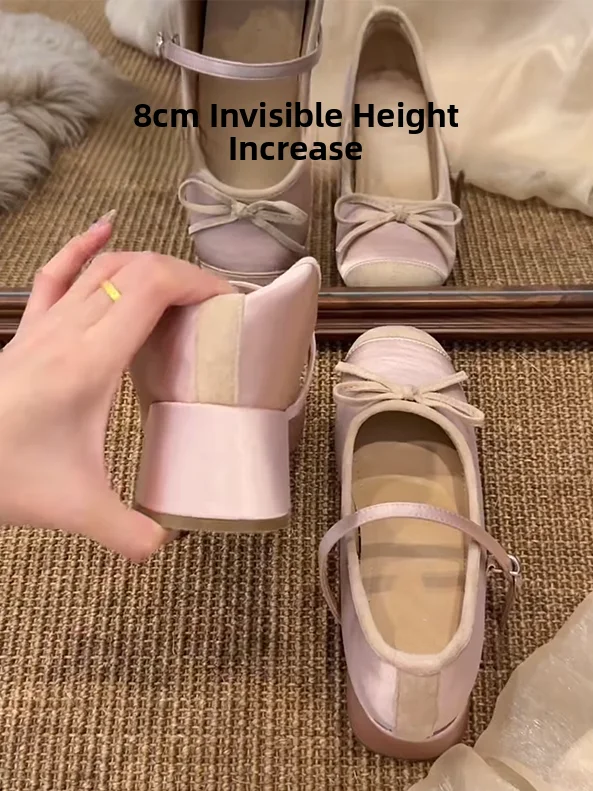 

Невидимое усиление, 8 см, натуральная кожа, женское платье Мэри Джейн, Bule Ballet Sle, вечернее платье на каблуке Single oes