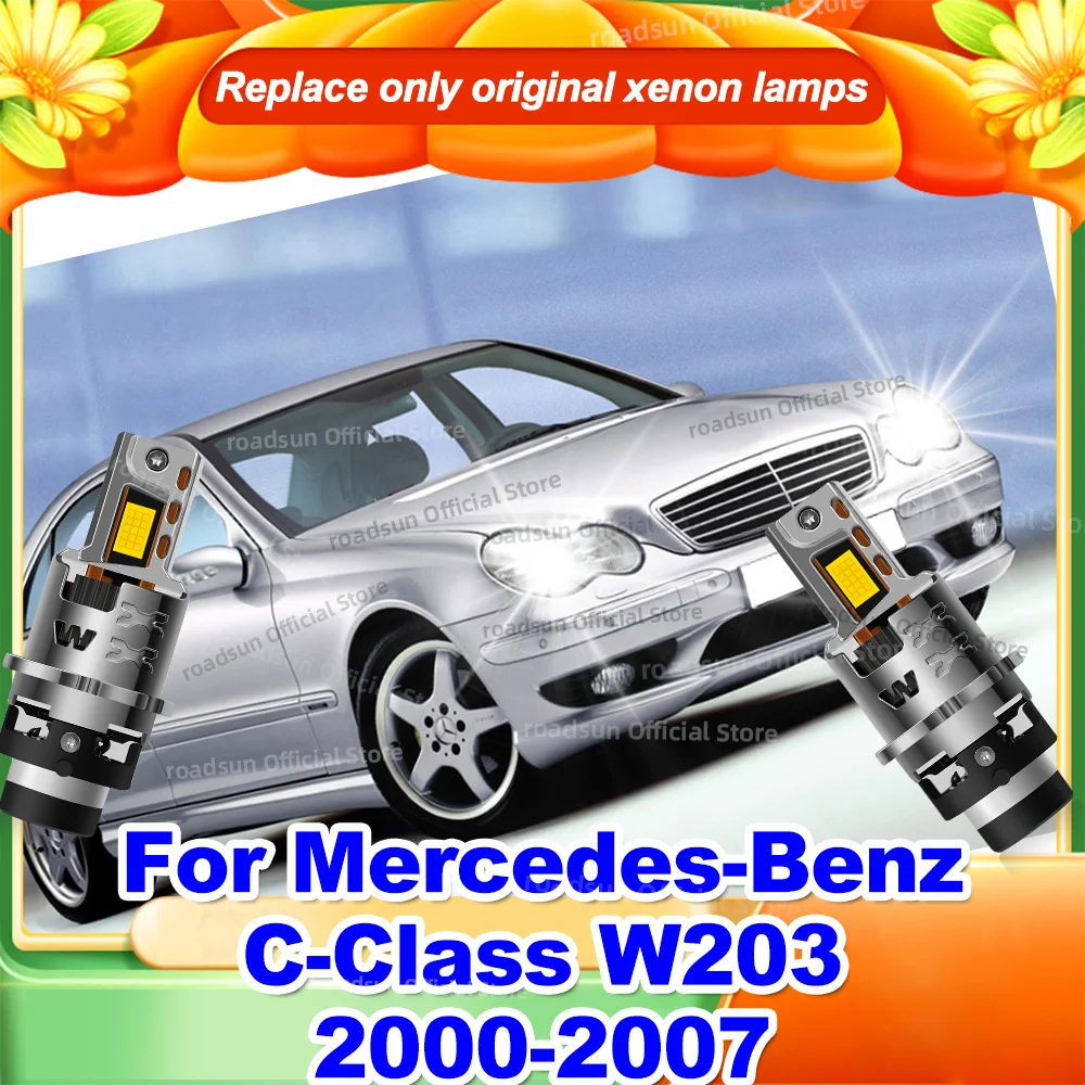 

2PCS LED Headlight 50000LM 1:1 Xenon Car Lights Turbo Lamps Canbus For Mercedes Benz C Class W203 2000-2007 2003 2004 2005 2006