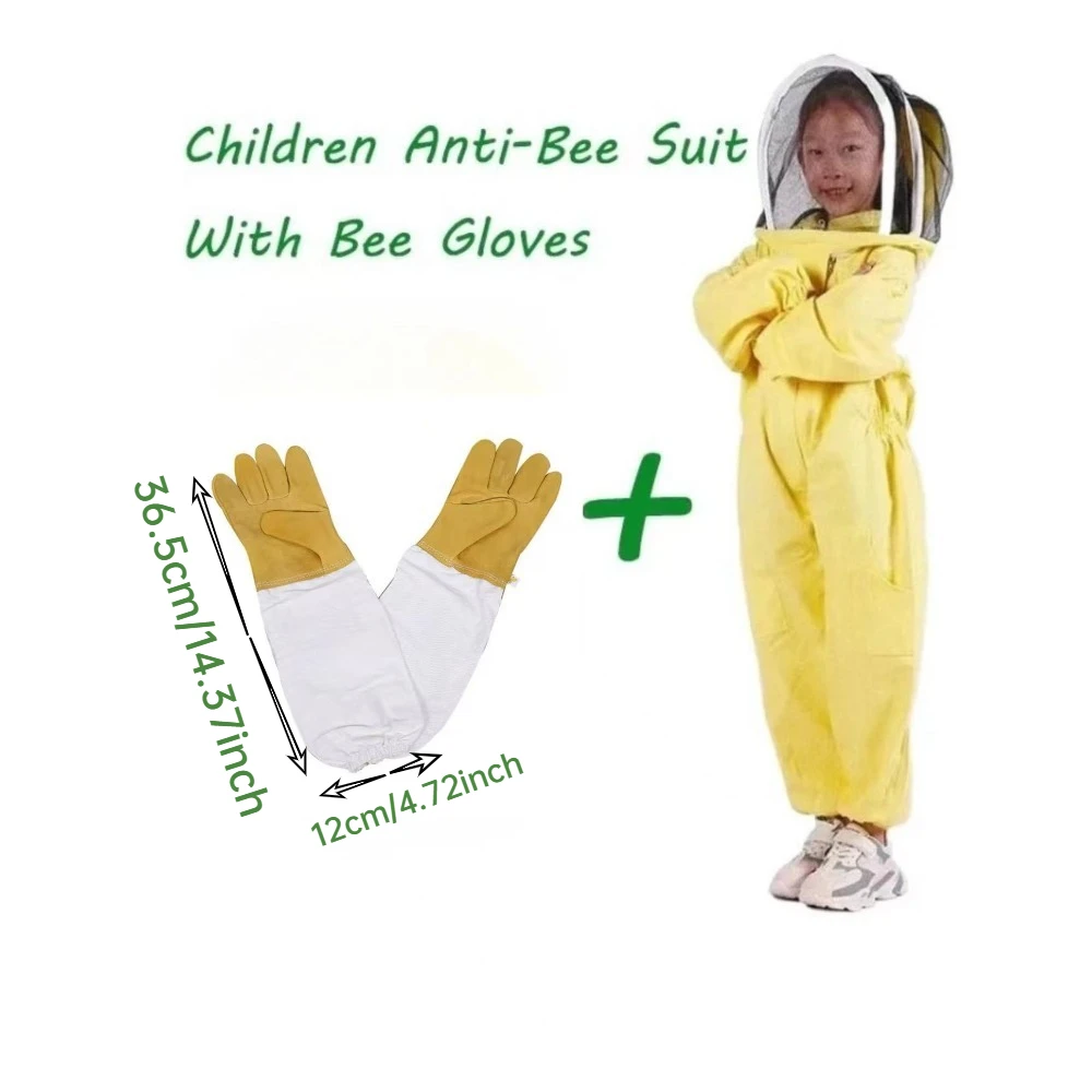 Breathable Children Beekeeping Suit,1 Set Kids Anti-Bee Protective Clothing with Gloves, Apiculture Gear for Beekeeping Practice