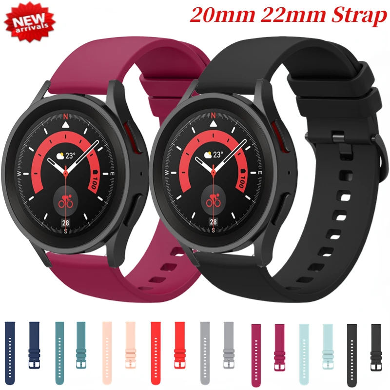 

22mm 20mm Silicone Strap For Samsung Galaxy Watch 6/5/4 Classic Amazfit GTR/GTS Soft Bracelet Wristband Huawei Watch 4 GT3 Belt