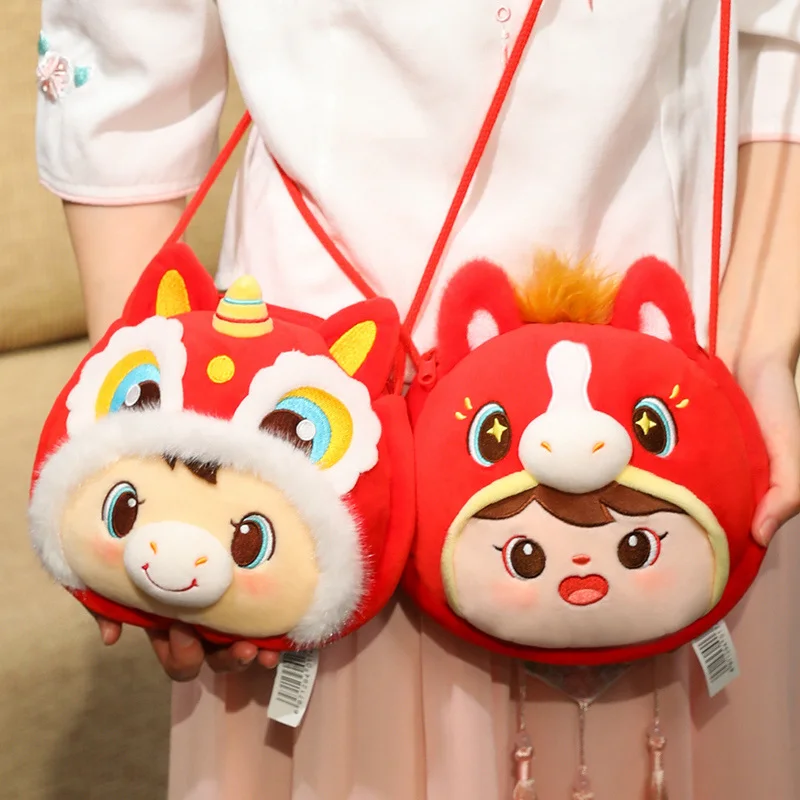 2025 الحصان العام فووا أفخم قلادة محشوة لينة الأحمر فووا تأثيري الحصان حقيبة كروسبودي هدية للأطفال هدايا السنة الجديدة #5